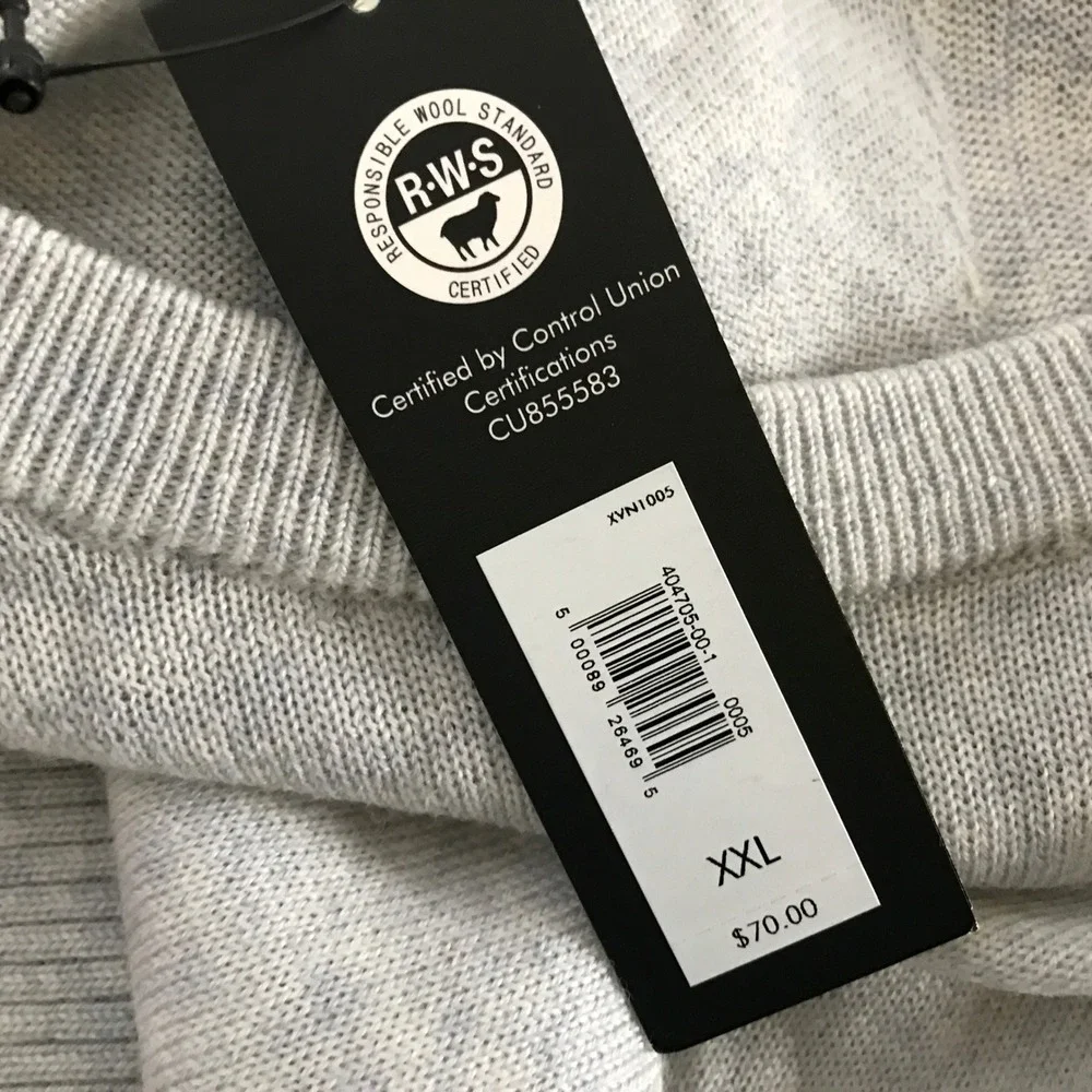 Banana Republic Sweater Mens XXL Gray Merino Wool Crewneck Raglan 404705-00 NWT